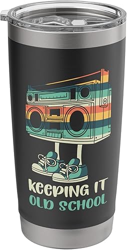 Keeping It Old School 80s 90s Retro Cassette Radio Stainless Steel Insulated Tumbler