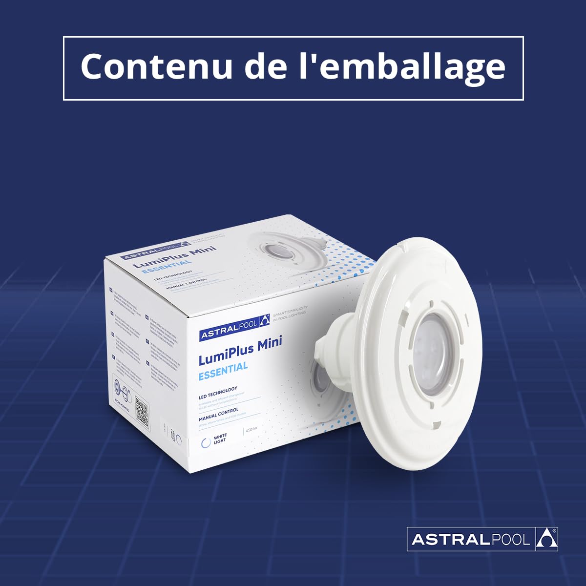 Astralpool Mini Projecteur LED Blanc pour Piscine 76680 - Monté en niche - 4W (6 VA) - Faible consommation d'énergie - Jusqu'à 50 000 heures