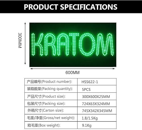 Miniatura 4 de Letrero LED Kratom para negocios, superbrillante LED abierto para tienda de humo, señal de publicidad eléctrica para tabaco, tienda, vaporizador,