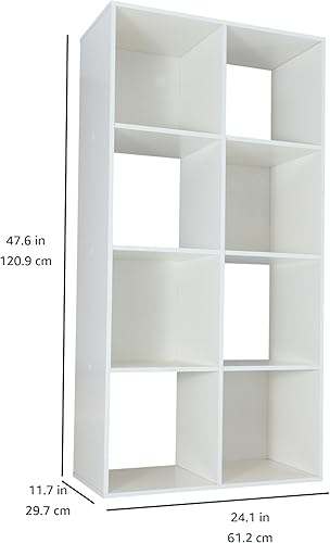 Miniatura 8 de Tienda Basics Organizador de estantes con cubos de almacenamiento, 8 cubos, blanco, 11.7 pulgadas de profundidad x 24.1 pulgadas de ancho x 47.6