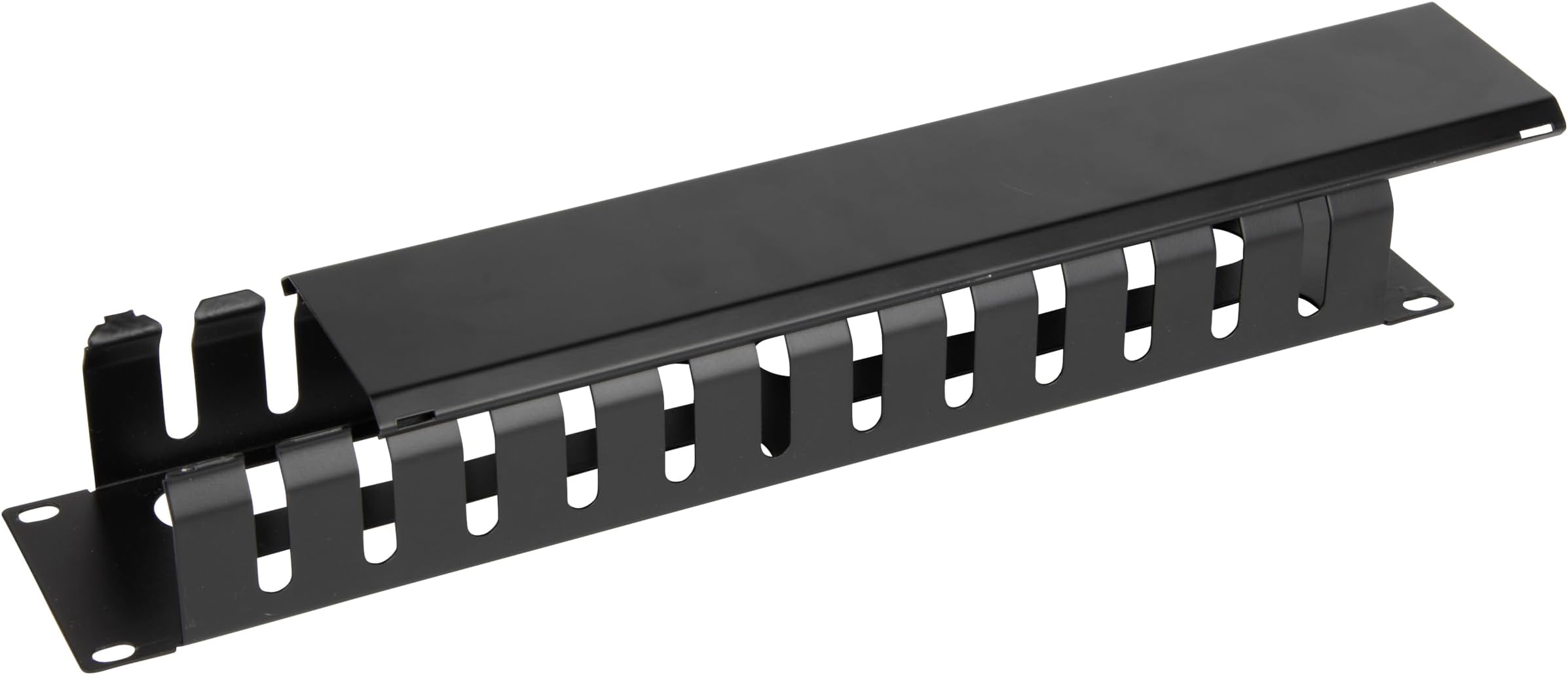 Labgear 2U Cable Management Panel 19 Inch Compact Cable Organizer with Vents for Wire Network Rack Wall Mount Shelf Mount, Black