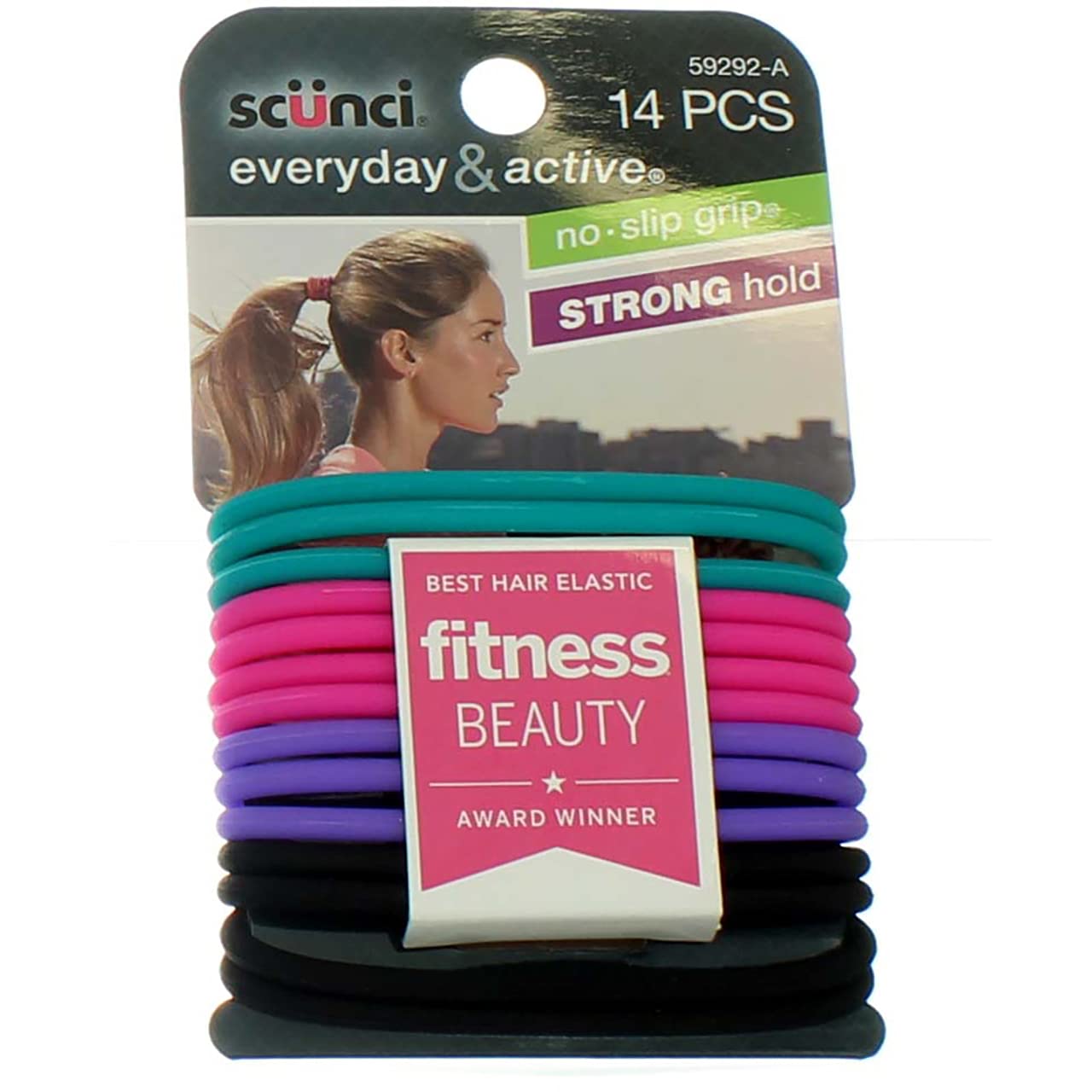 Scunci No-slip Grip Evolution Jelly Ponytailers, 14-Count, Colors may vary by Scunci, Colours May Vary, 14 Count (Pack of 1) - Image 4