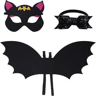Halloween Bat Costume Bat Wings Costume Bow Headband Mask Wings for Halloween Cosplay Theme Parties Dress Up Accessories(Small)