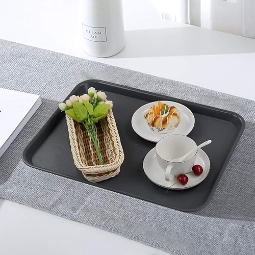 Miniatura 5 de Bandejas de plástico de comida rápida, bandejas de cafetería, paquete de 4 bandejas para servir (gris)