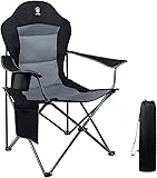 EVER ADVANCED Silla Camping 150kg Alta Silla Plegable Camping Acolchada Resistent Sillas Jardin Respaldo Silla Playa Plegabler Alto con Bolsillo y Portavasos Sillas Terraza Exterior Silla Director Negro 1pc
