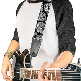 Buckle-down Sangle de guitare – La Poussière de Living II mort Noir/blanc – 5,1 cm de large – 29–137,2 cm de long - Les Beatles, Paul McCartney, John Lennon, RIngo Starr, George Harrison Buckle-down Sangle de guitare – La Poussière de Living II mort Noir/blanc – 5,1 cm de large – 29–137,2 cm de long – Image 2
