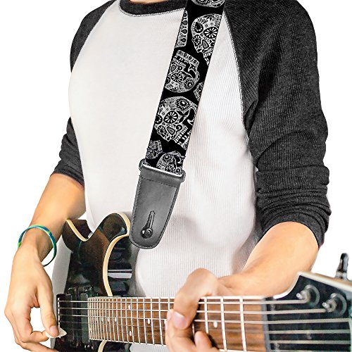 Buckle-down Sangle de guitare – La Poussière de Living II mort Noir/blanc – 5,1 cm de large – 29–137,2 cm de long - Les Beatles, Paul McCartney, John Lennon, RIngo Starr, George Harrison Buckle-down Sangle de guitare – La Poussière de Living II mort Noir/blanc – 5,1 cm de large – 29–137,2 cm de long – Image 3