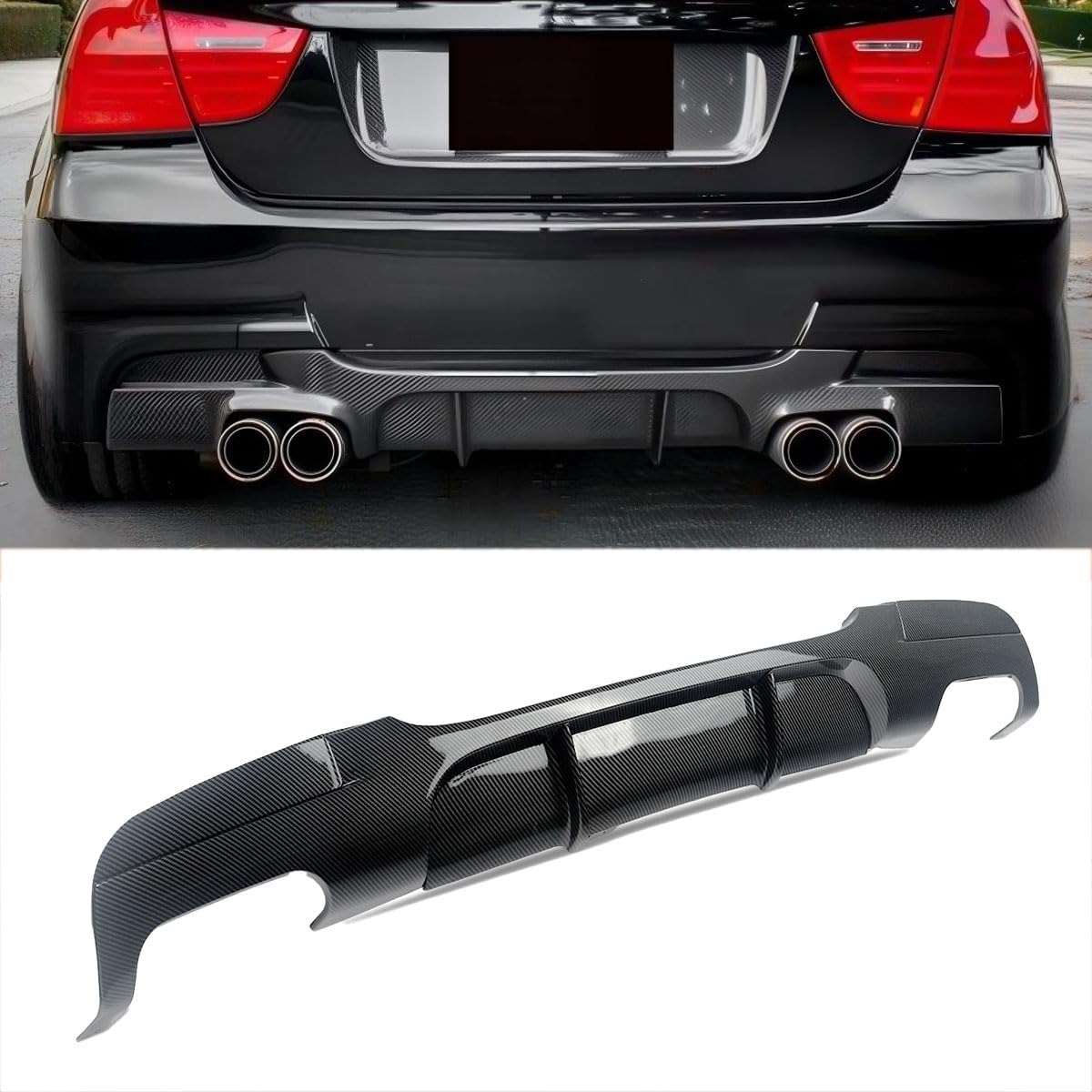 SHENGXUAN BMW 3 Series E90 E91 M Sport Carbon Fiber Look Rear Diffuser