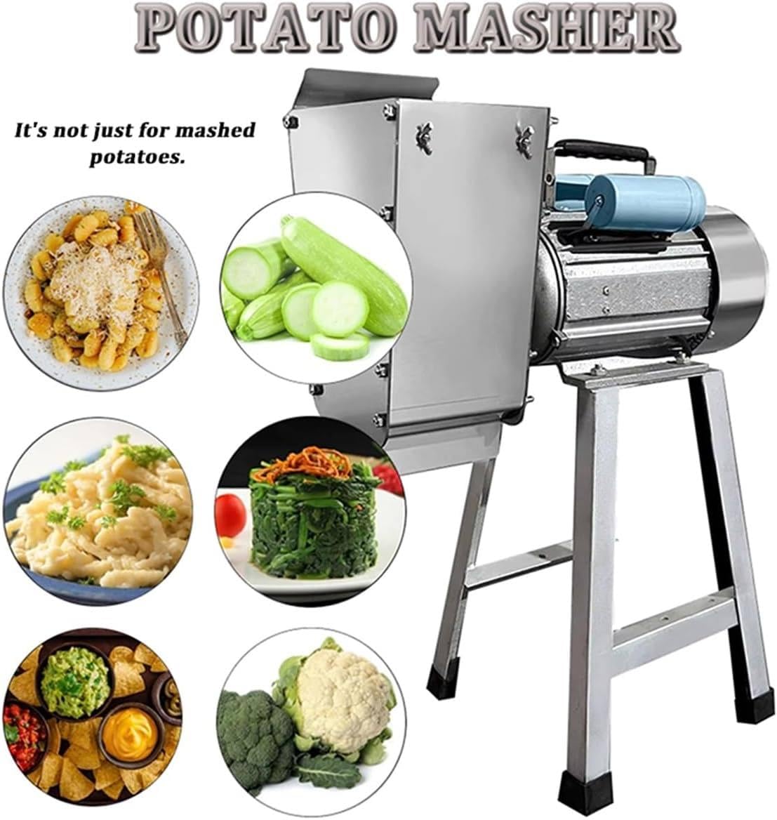 Presse-PuréE éLectrique 1100 W, Meule en Acier Inoxydable, Puissance de 100 à 200 Kg/H, Gain de Temps, Onctueux, Tendre et Savoureux, pour Ail Et Tomates
