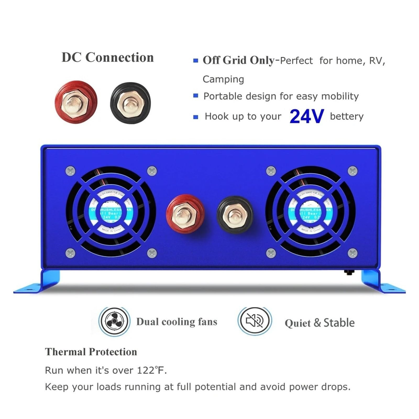 Convertidor Adaptador Inversor Solar Onda Sinusoidal para Pura 1000W Fuera Red Fuente Batería 24V 220V Convertidor CA 12V 36V 48V CC 100V 120V 230V 240V inversor
