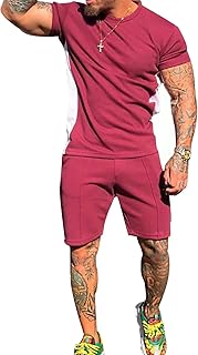 Sponsored Ad - Mens Personality Sport Set Summer Outfit 2 Piece Set Short Sleeve T Shirts and Shorts Stylish Casual Sweats...