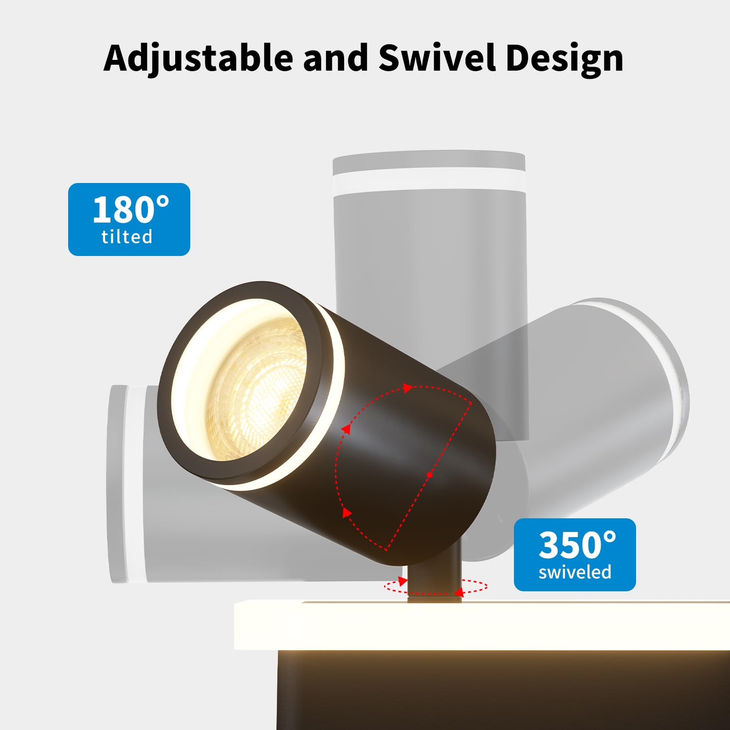LVWIT Lámpara de Techo LED Giratorios con 3 Focos LED GU10 -Orbicular de Metal Negro, Focos de Techo para Lámpara de Techo para Dormitorios, Salones y Cocinas(Sin Bombillas).