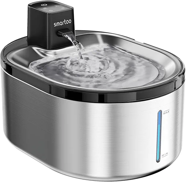 Smartoo Wireless Cat Water Fountain Stainless Steel, 152oz/4.5L Cat Fountain Battery Operated, Cordless Pet Water Fountain for Cats & Dogs with Motion Sensor, Ultra Quiet Pump, Multi-Filtration