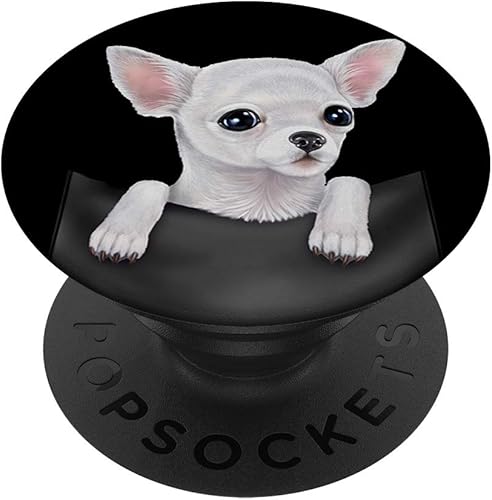 Blanco Chihuahua perro en bolsillo PopSockets PopGrip agarre intercambiable para teléfonos y tabletas