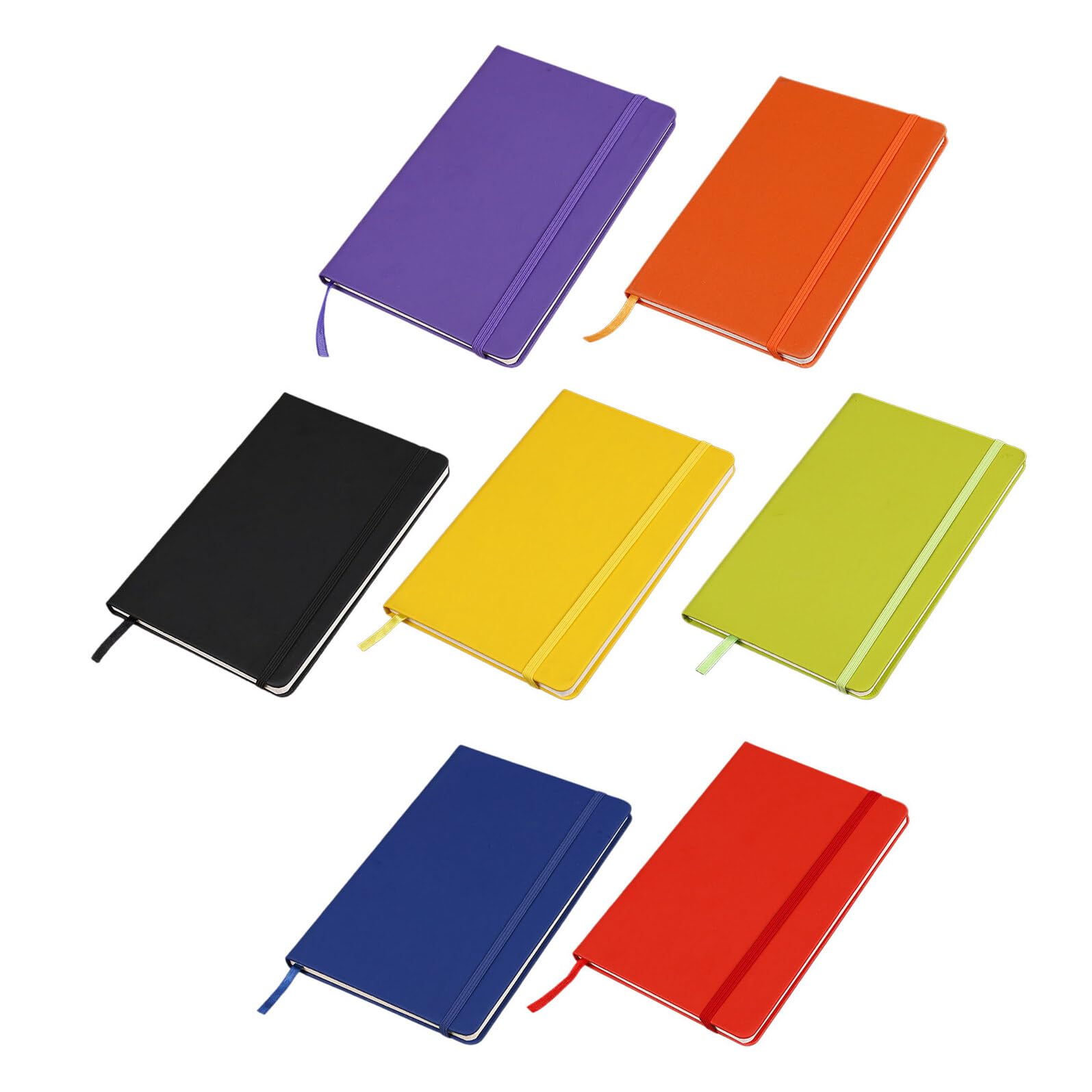 POPETPOP Set 7 Quaderni A6 Taccuini a Righe con Copertina in Pu e Chiusura Elastico Carta di Qualità per Studenti e Appunti per Riunioni e Lavoro Portatile
