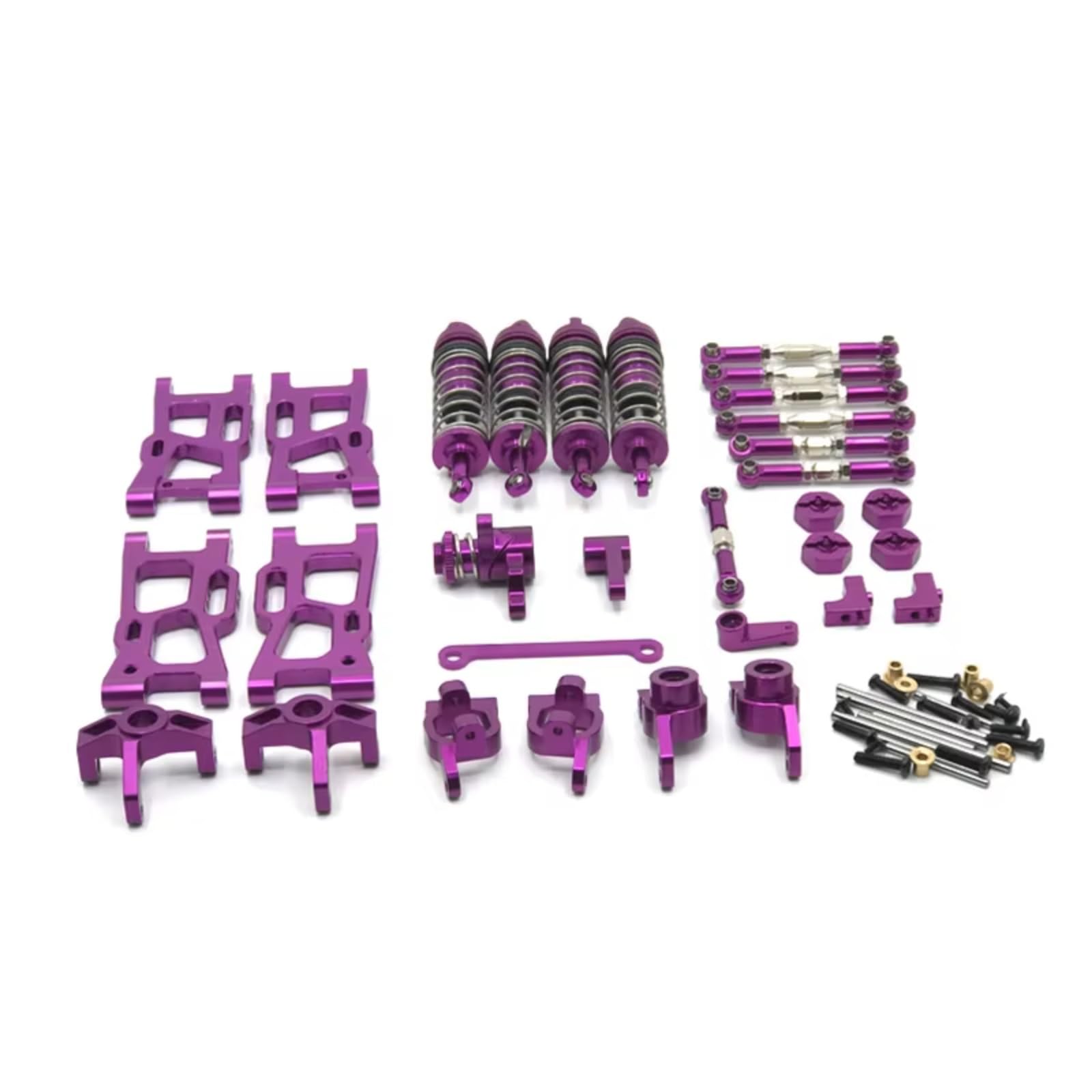 Zestaw amortyzatorów RC do WLtoys 144010 144001 144002 124017 124019, metalowy zestaw amortyzatorów, pilot zdalnego sterowania, części samochodowe i akcesoria, zamiennik, kolor fioletowy