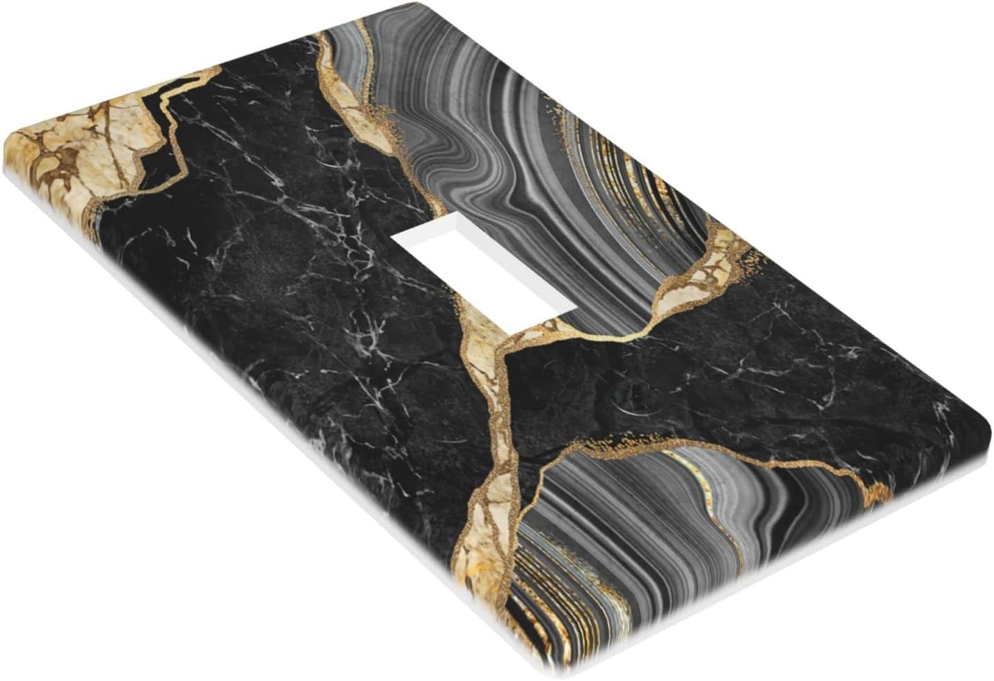 Black Gold Marble Single Toggle Light Switch Plate Cover Decor Wall Plate Cover For Home Bedroom Kitchen Decorative 4.5 * 2.76 Inches Standard Size image 2