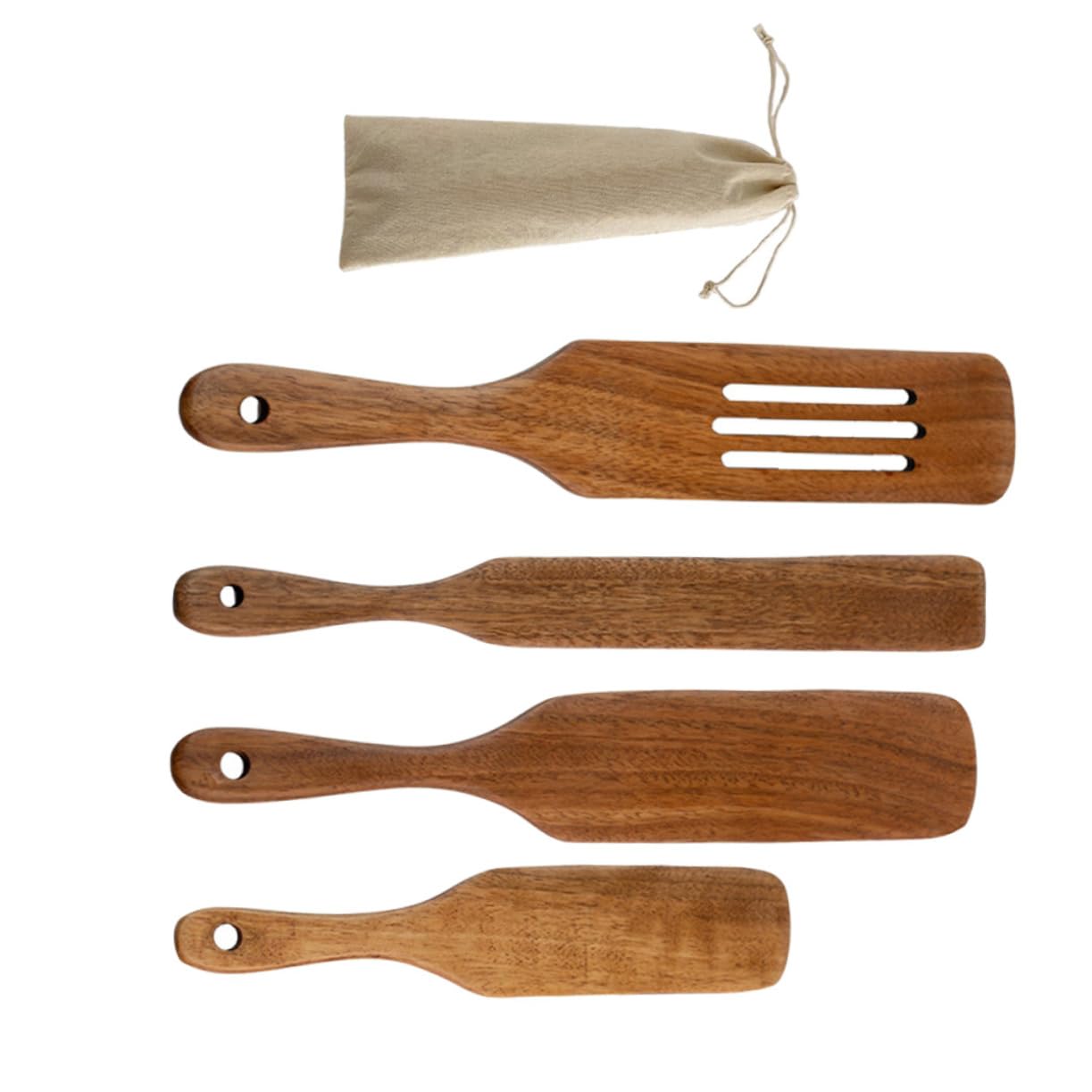 Set Spatole Cucina in Legno 5 Pezzi, Utensili da Cucina