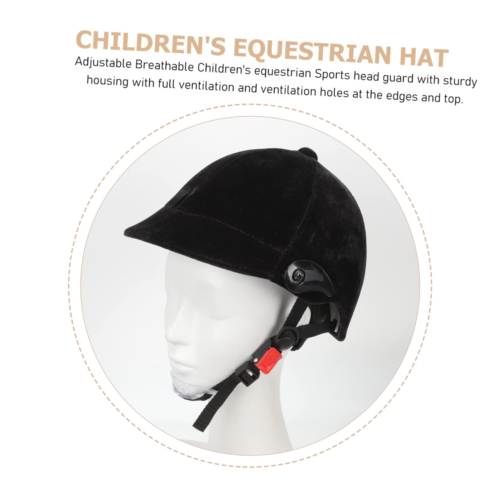 UPKOCH Casco da Equitazione per Ragazzi Nero in Polipropilene Protezione Sicurezza, Imbottitura Rimovibile, Fori di Ventilazione e Cinturino Regolabile per Sport Equestre e Scooter