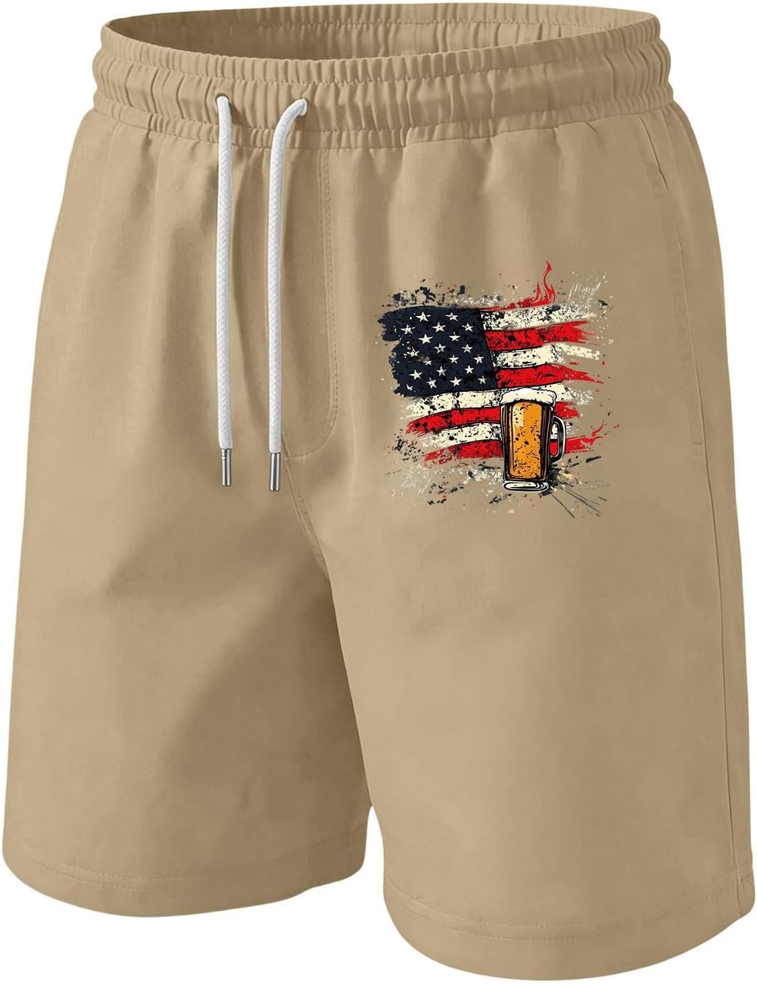 FQZWONG Men Shorts Casual Stretch Trousers Patriotic Hiking Pants Summer Gym Short Pant 4th of July Sport Shorts with Pocket