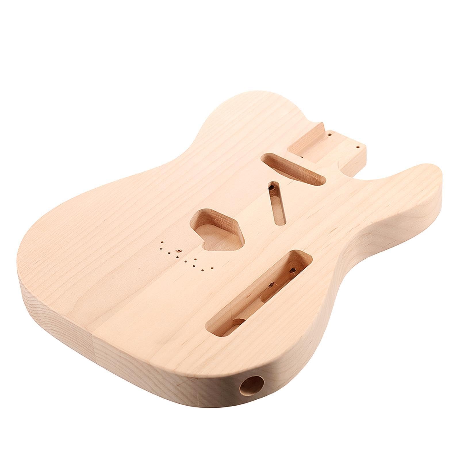 Colaxi Wooden Blank Guitar Body Electric Guitar Barrel Predrilled and Polished Musical Instrument Accessory for DIY Parts Guitarists, SS Pickup