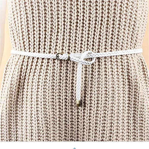 Andongnywell Women Braided Thin Waist Belt Skinny Woven PU Leather Pin Buckle Narrow Belts Pin for Dress2