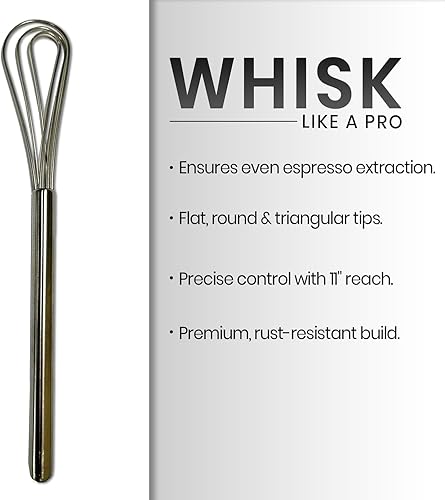 Miniatura 3 de Rattleware Batidor de café expreso plateado de mango largo para cocinas comerciales domésticas o domésticas reduce los grumos mezcla bebidas
