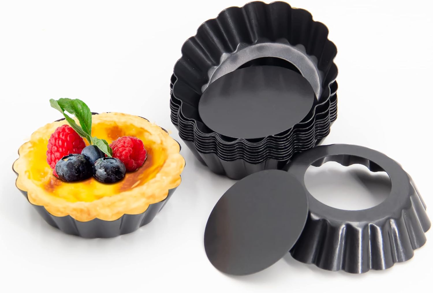 DECWXON Egg Tart Molds Cupcake Cake Muffin Mold Tin Pan Baking Tool, Mini Tart Pans