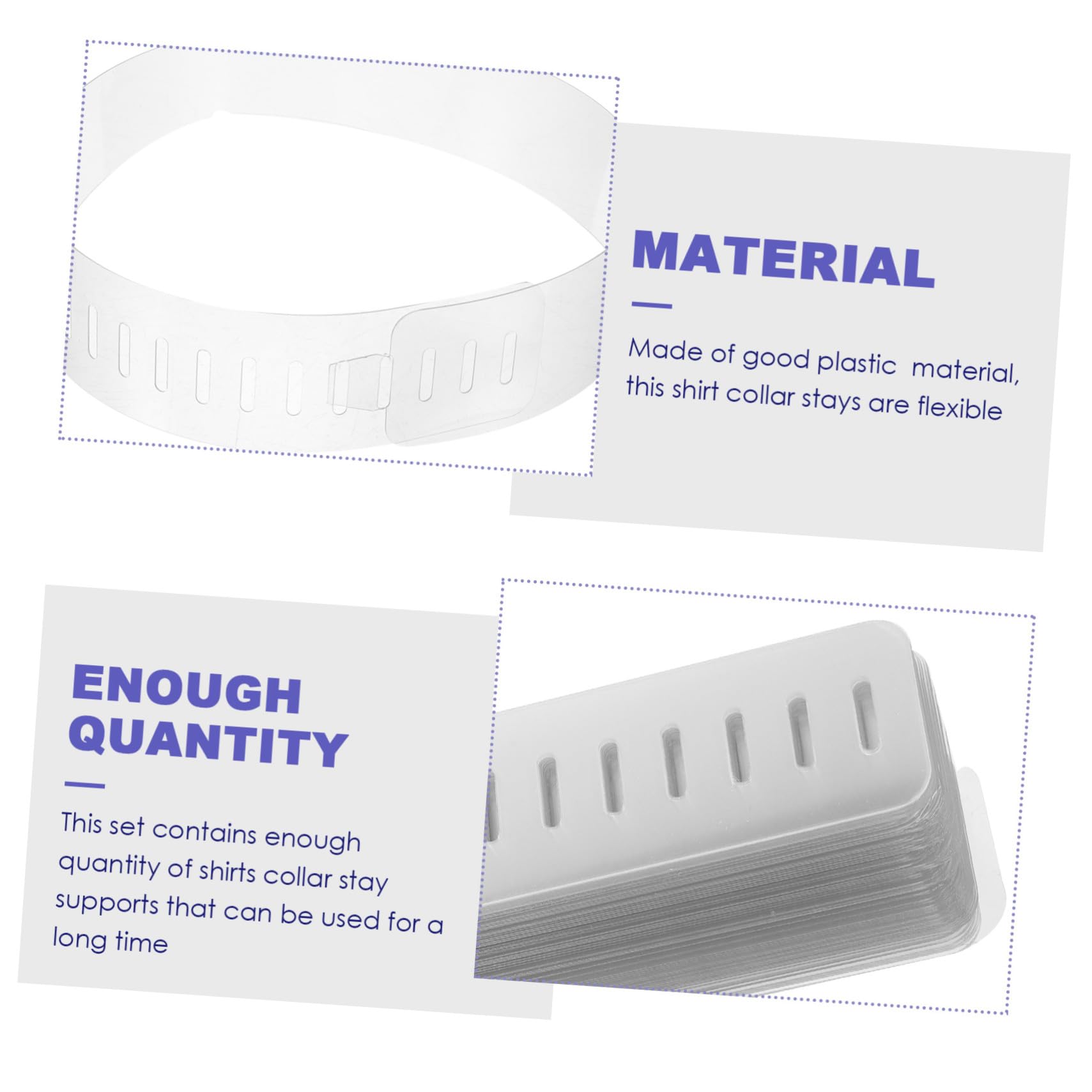 VANZACK 100 piezas Soporte para Cuello de Camisa de Hombre Soportes de PVC Transparentes Ajustables para Collar Refuerzos para Camisas de Vestir Mantiene Forma y Previene Deformación