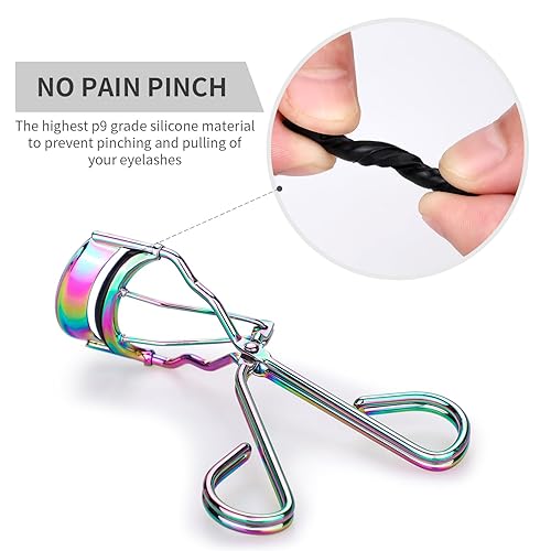 Miniatura 6 de Rizador de pestañas de silicona y máscara de pestañas de fibra de seda 4D, con almohadillas de repuesto y bolsa de satén, rimel engrosamiento