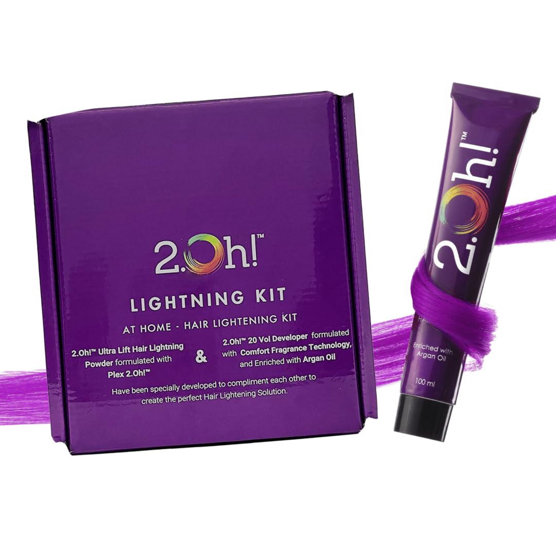 2.Oh! Italian- Purple Hair Color DIY Kit | Semi Permanent Hair Color + Hair Bleach for Hair Color | Hair Highlights for Women & Men | Hair Bleach with Plex & Argan oil| Lightening Kit-image-21