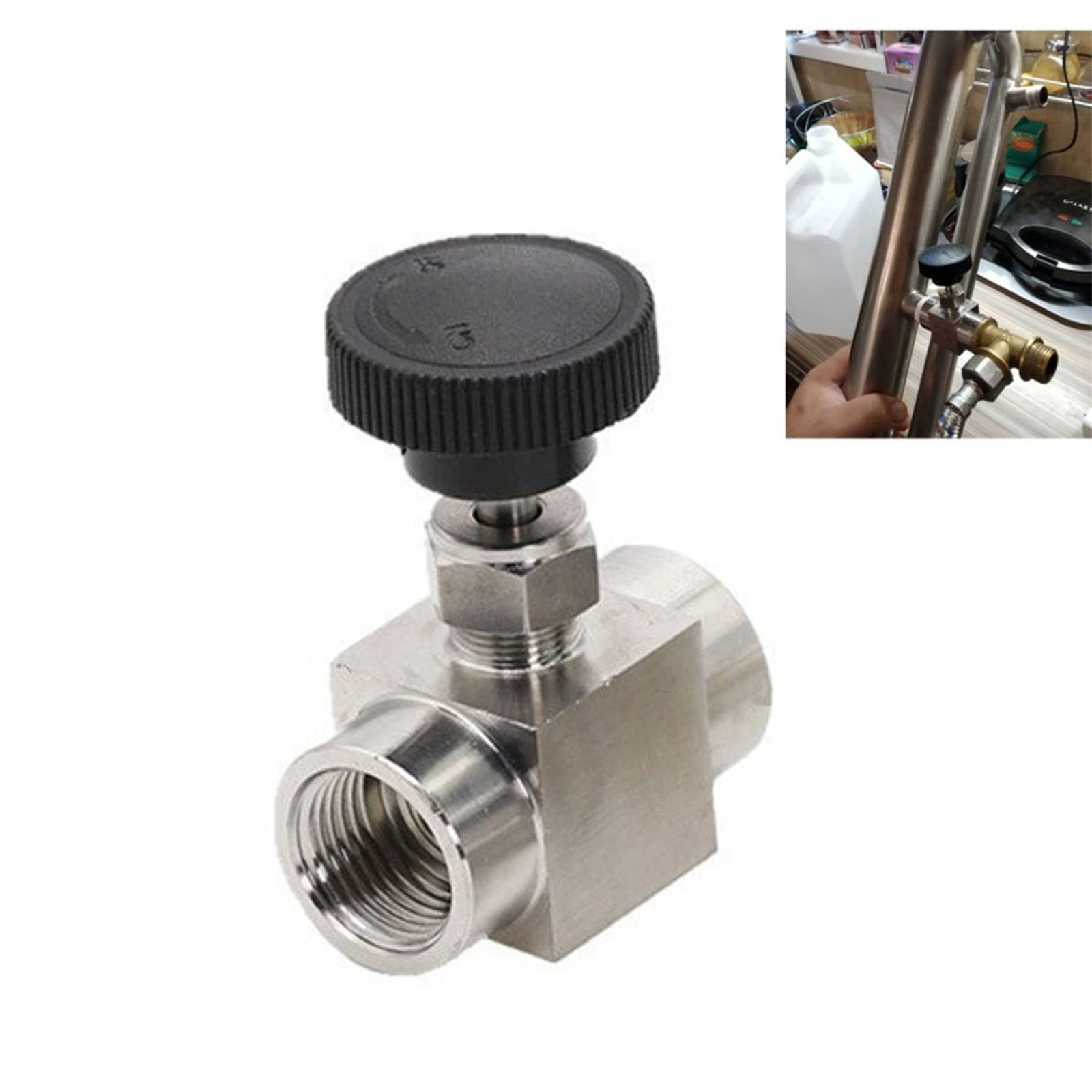 1/8'' 1/4'' 3/8'' 1/2'' Female To Female Thread Stainless Steel Needle Valve Flow Control Shut Off Needle Valve Pipe Fittings, 1pcs(1/2