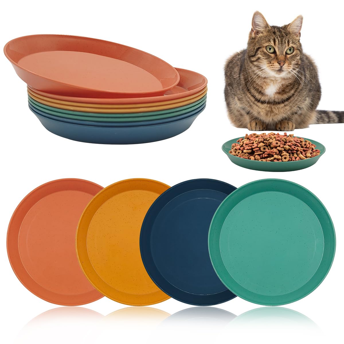 8 Pieces Cat Food Dish, Cat Food Dish Shallow,Whisker Fatigue Relief Cat Bowl,YuCool 6 Inch Shallow Cat Food Dish Flat Bowl for Cat Food for Kittens and Short Legged Cat