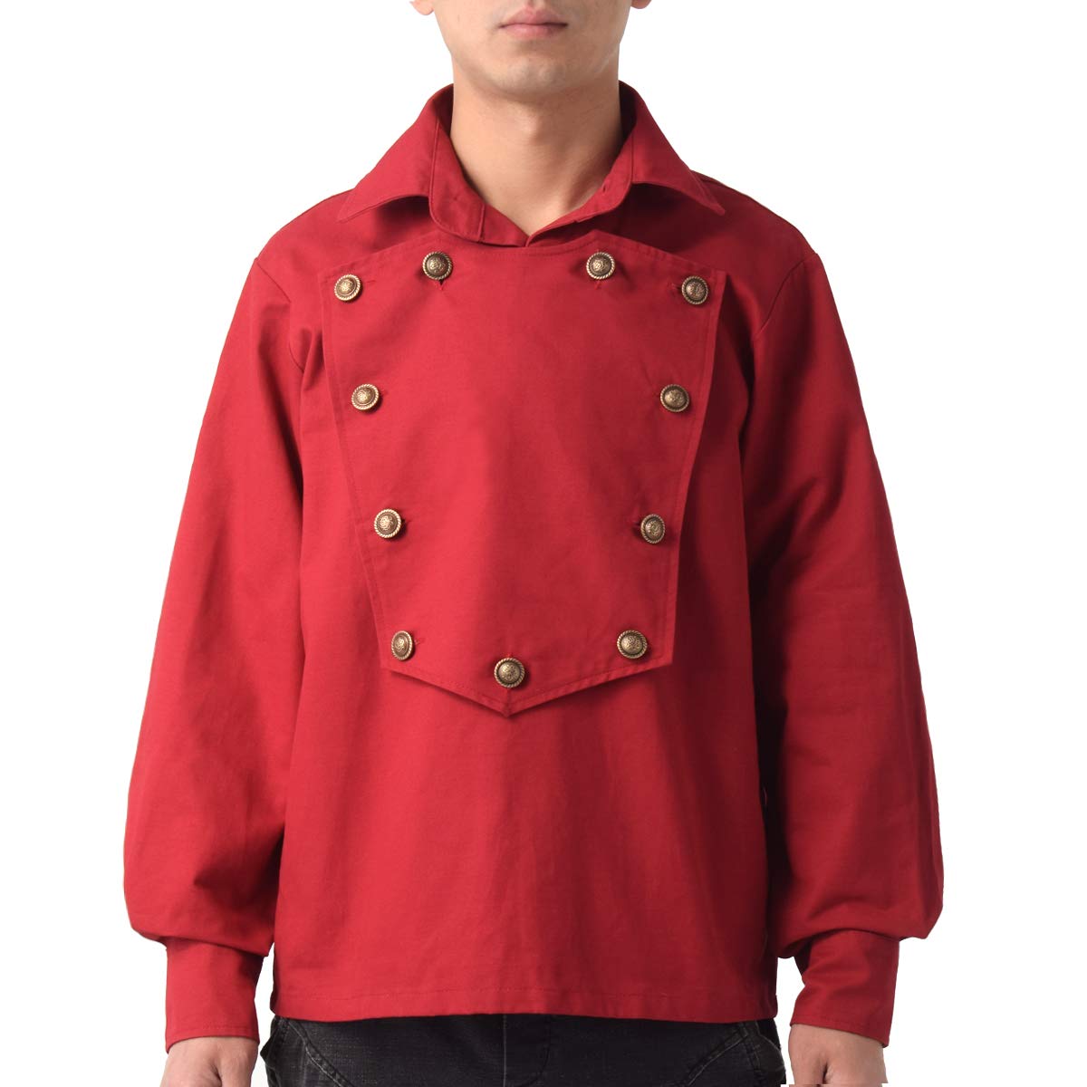 Graceart Men's Wine Red Steampunk Victorian Cosplay Costume Western Cowboy Shirt (Xxl, )