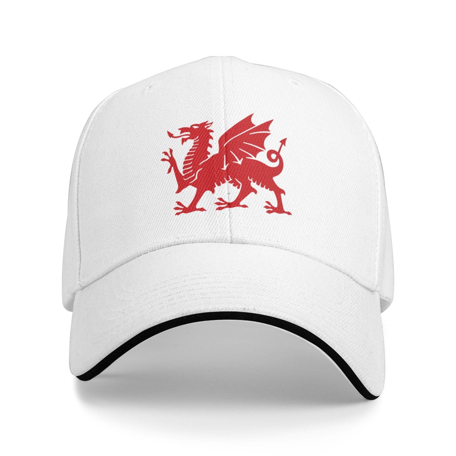Melbrakin Unisex White Welsh Dragon Hats Sandwich Cap Adjustable Casquette Dad Hat Classic Baseball Caps