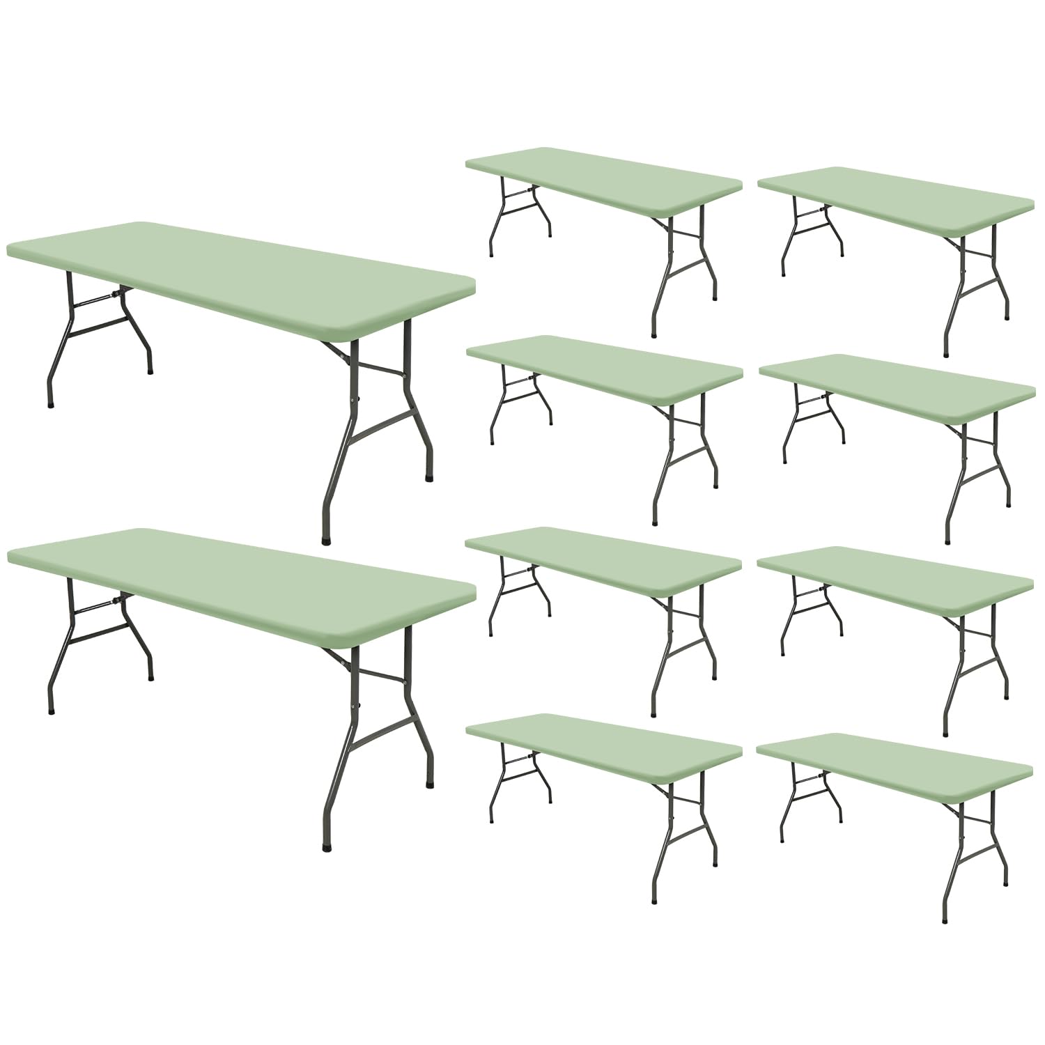 Photo 1 of 10 Pack Picnic Table Cover Elastic Fitted Outdoor Tablecloths for 6 Foot Rectangle Table Waterproof Stretch Washable Patio Folding Spandex TableCloth for Camping Banquet Parties (Sage Green,30" x 72")