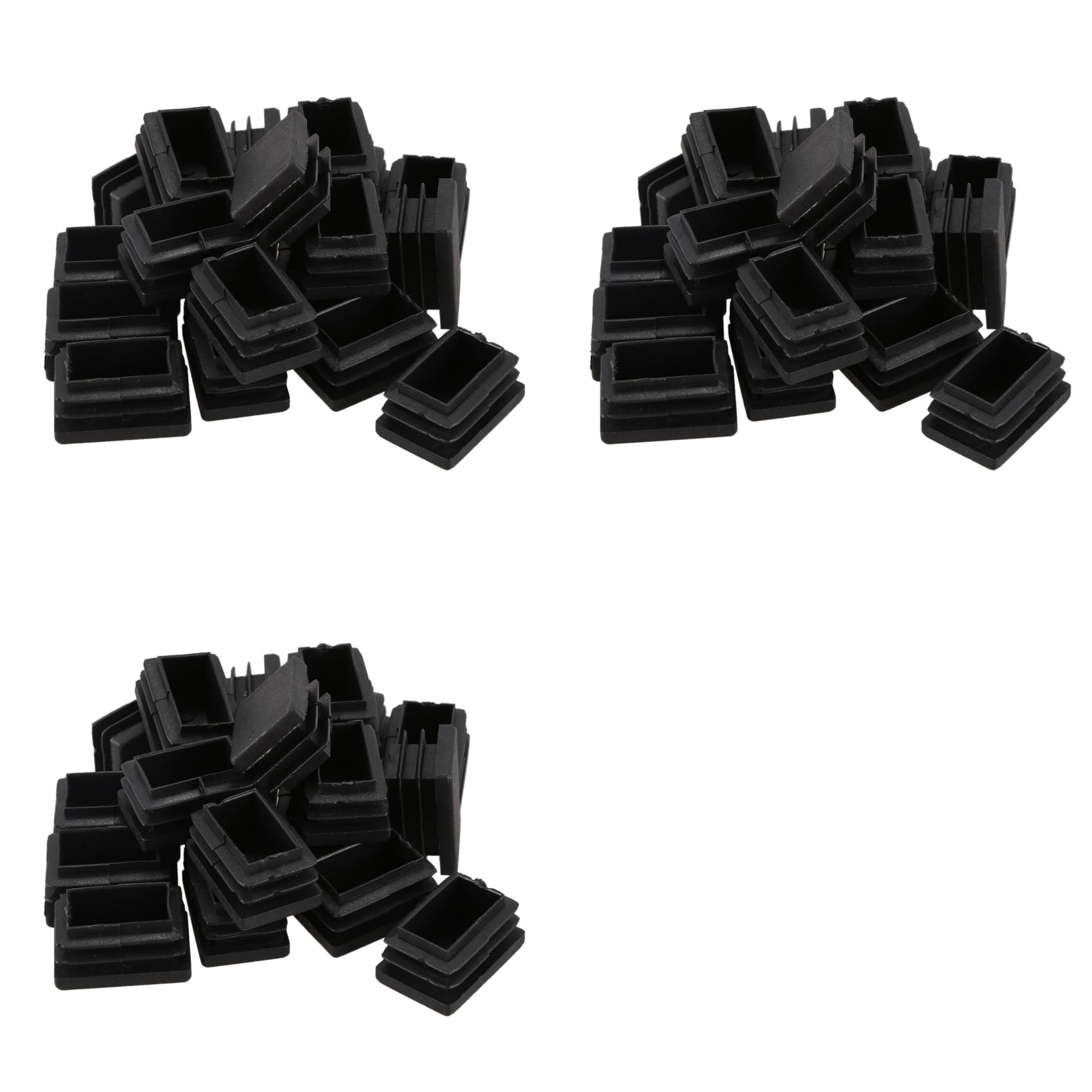 Hndhbfgrt 60 Pcs Plastic Rectangular End Cap 30mm X 20mm Threaded Pipe Tube Insert Rubber Feet