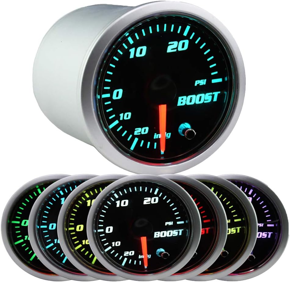 7 Color Turbo Boost Gauge Kit30 PSI Pressure Vacuum