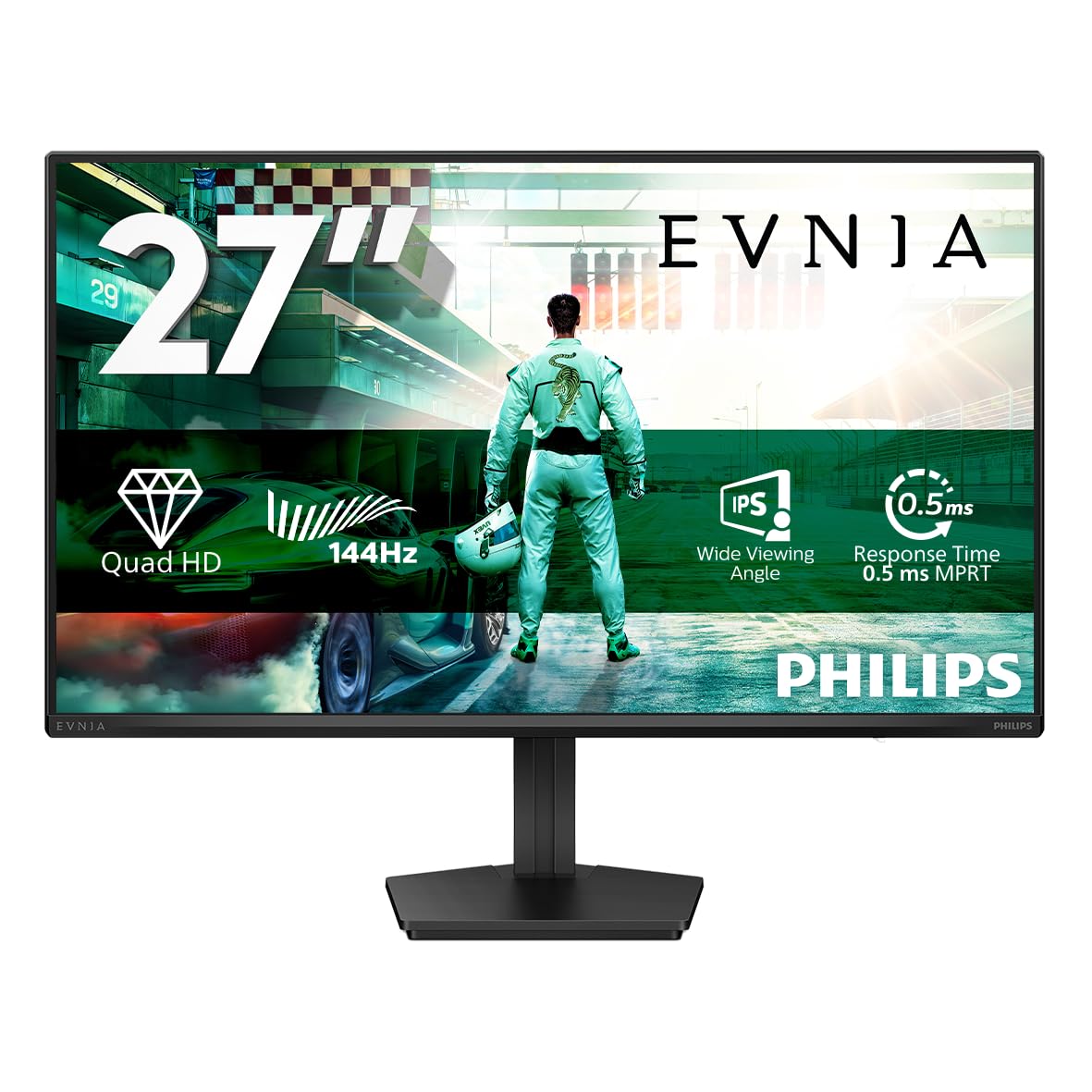 PHILIPS Evnia Gaming Moniteur 27M2N3500NF 27 Pouce 144Hz IPS Dalle, 4ms GtG, HDR10, G-Sync Compatible, (2560x1440 HDMI 1x 2.0 DP 1x 1.4) Gris foncé