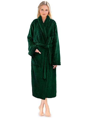 PAVILIA Premium Womens Plush Soft Robe Fluffy, Warm, Fleece Sherpa Shaggy Bathrobe - 2X-3X - Emerald Green