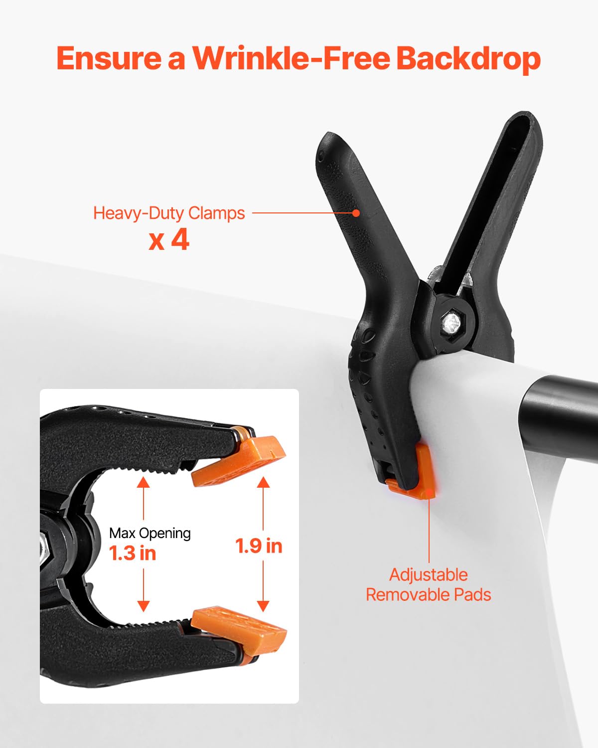 VEVOR Supporto per Fondale Fotografico Regolabile, Tessuto per Fondale 300 x 300 cm Supporto per Fondale Portatile con 2 Treppiedi, Supporto per Schermo per Fotografia di Prodotto Fotografia in Studio