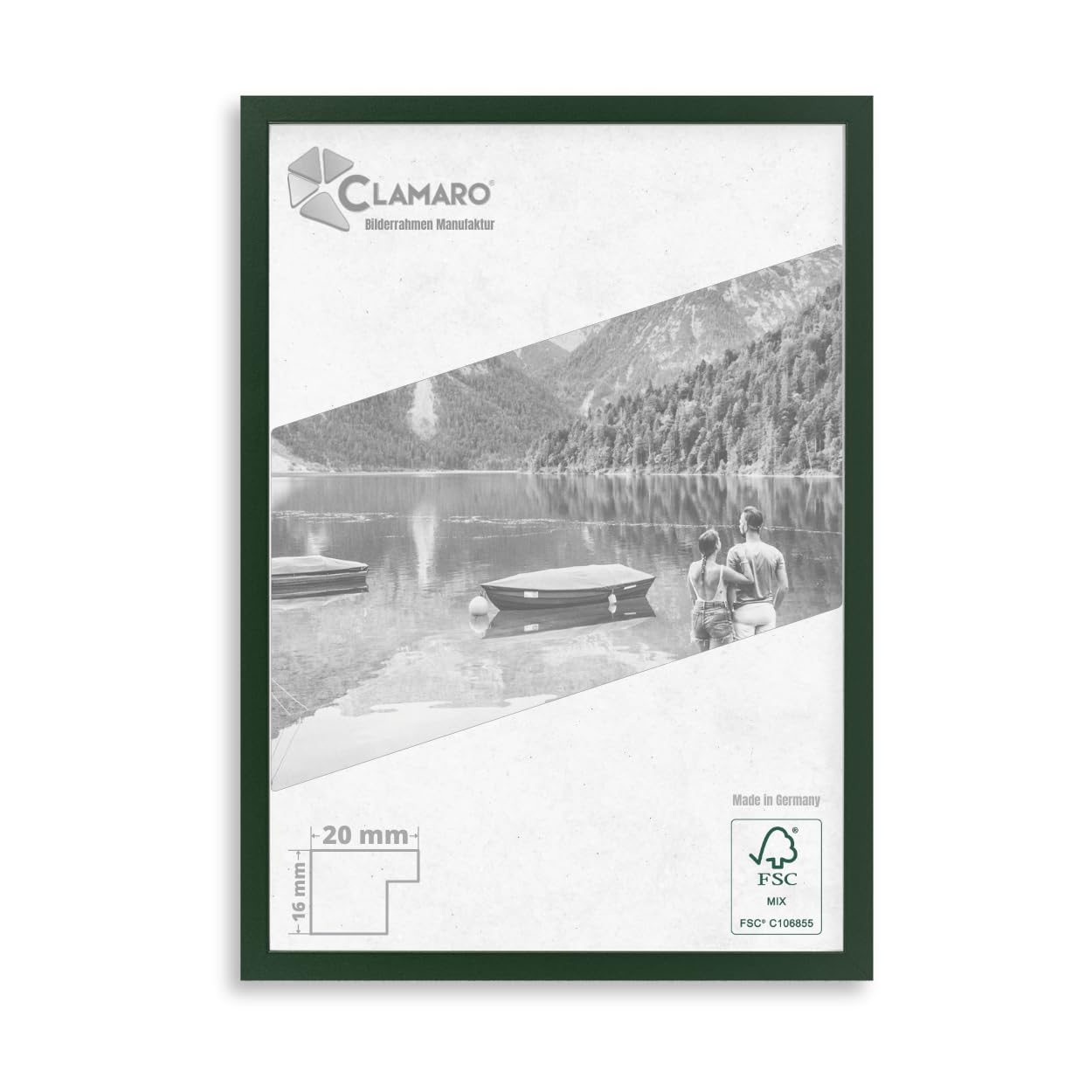 Clamaro 'COLLAGE' Picture Frame 36x52 Handmade | Silver Brushed | Modern Angular Frame Made From MDF Wood With Acrylic Glass Pane, Back Board And Metal Hanger (horizontal And Vertical