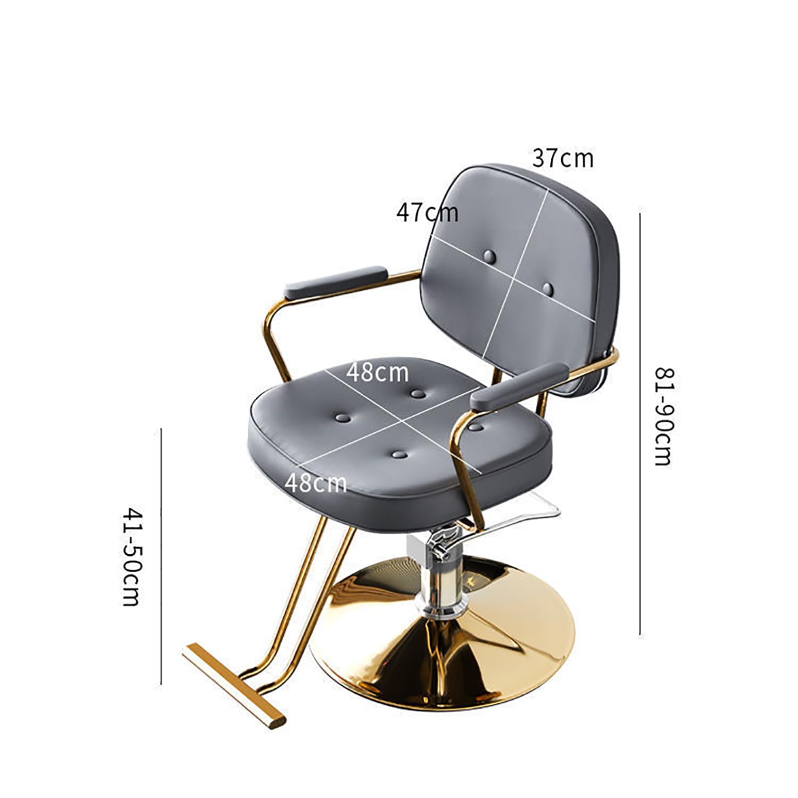 Genérico Sillón de peluquería clásico con Giro de 360° y Bomba hidráulica | Sillón Ajustable para barberías y centros de Belleza | Sillón de Cuero Premium Dorado