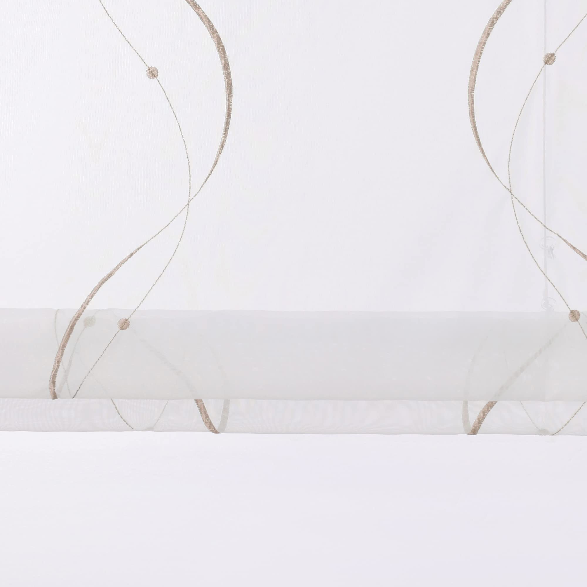 ESLIR Tenda a pacchetto senza fori, colore bianco, con occhielli, trasparente, con ganci a U, moderna, ricamata, beige, 100 x 140 cm, 1 pezzo