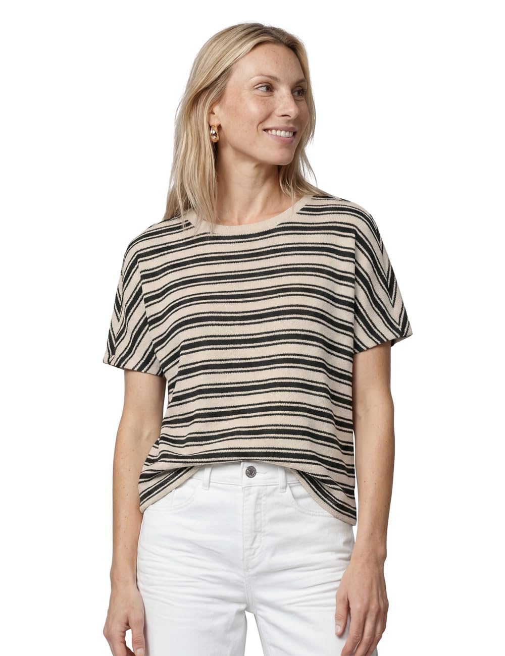 Street One Shirt in Knitted Look with Crew Neck Black 34
