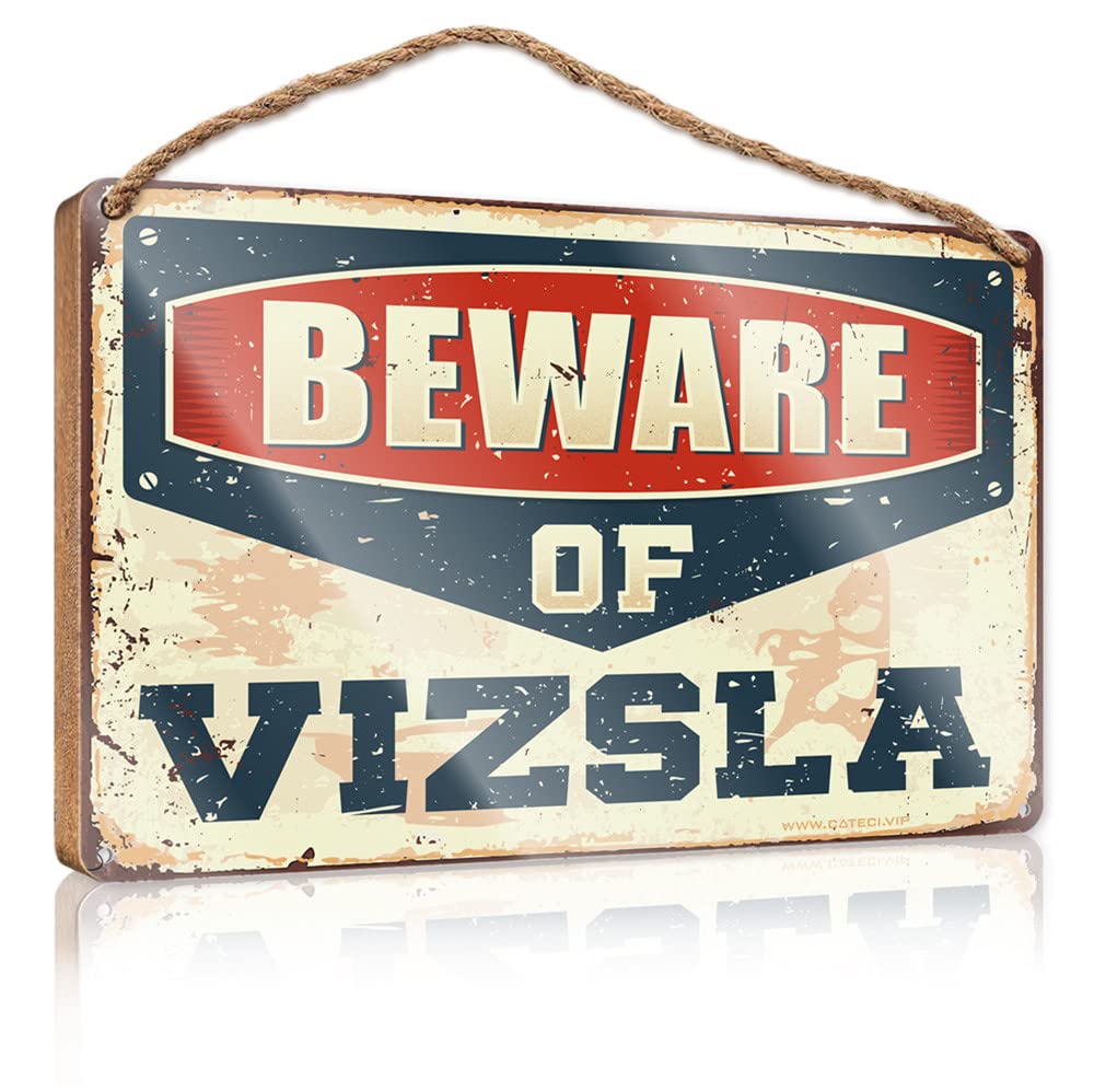 YYHLEH Funky Home Decor Beware Of Vizsla Wooden Sign(20X30CM)