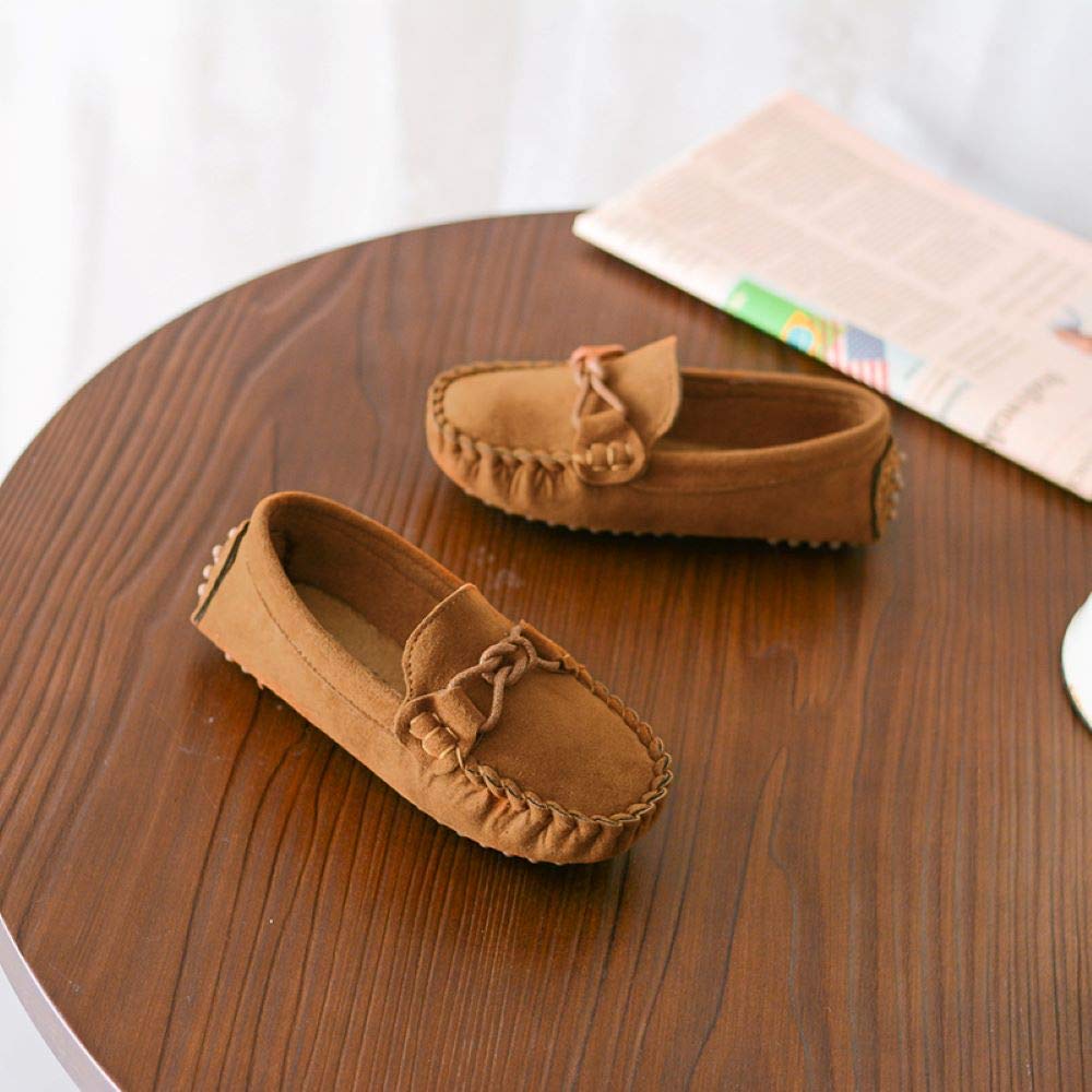 WUIWUIYU Garçons Filles Suède Cuir Chaussure Bateau Mocassins Slip on Style