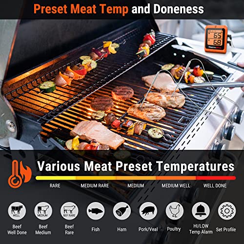ThermoPro TempPro Fleischthermometermit 2 Sonden Grillthermometer 150 Meter, Empfängt Bluetooth Bratenthermometer mit Timer und Alarmfunktion, Thermometer Kochen für Fleisch, Grill, Ofen 5
