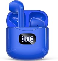 Vista 7 de Auriculares inalámbricos Bluetooth 5.3, reproducción de 40 horas, auriculares estéreo con pantalla LED, estuche de carga IPX7, auriculares