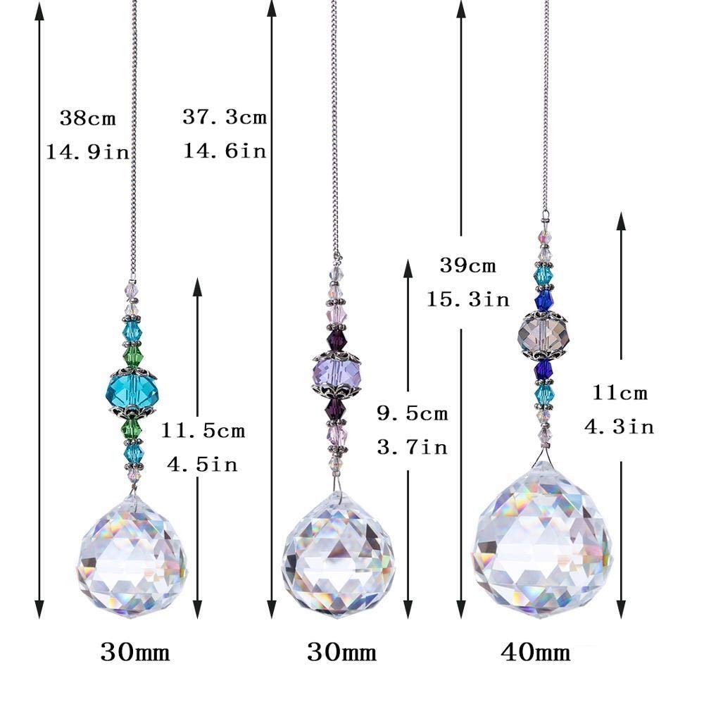 Suncatcher Packung von 3, klare Kristall Prisma Ball Rainbow Maker Fenster Prismen Suncatcher Kristall Anhänger für Zuhause, Büro, Gartendekoration